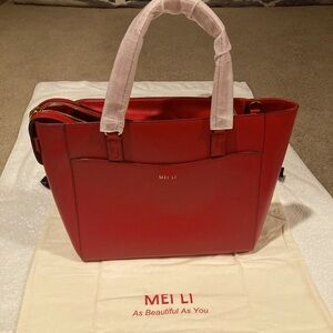 Mei Li Red Leather Bag